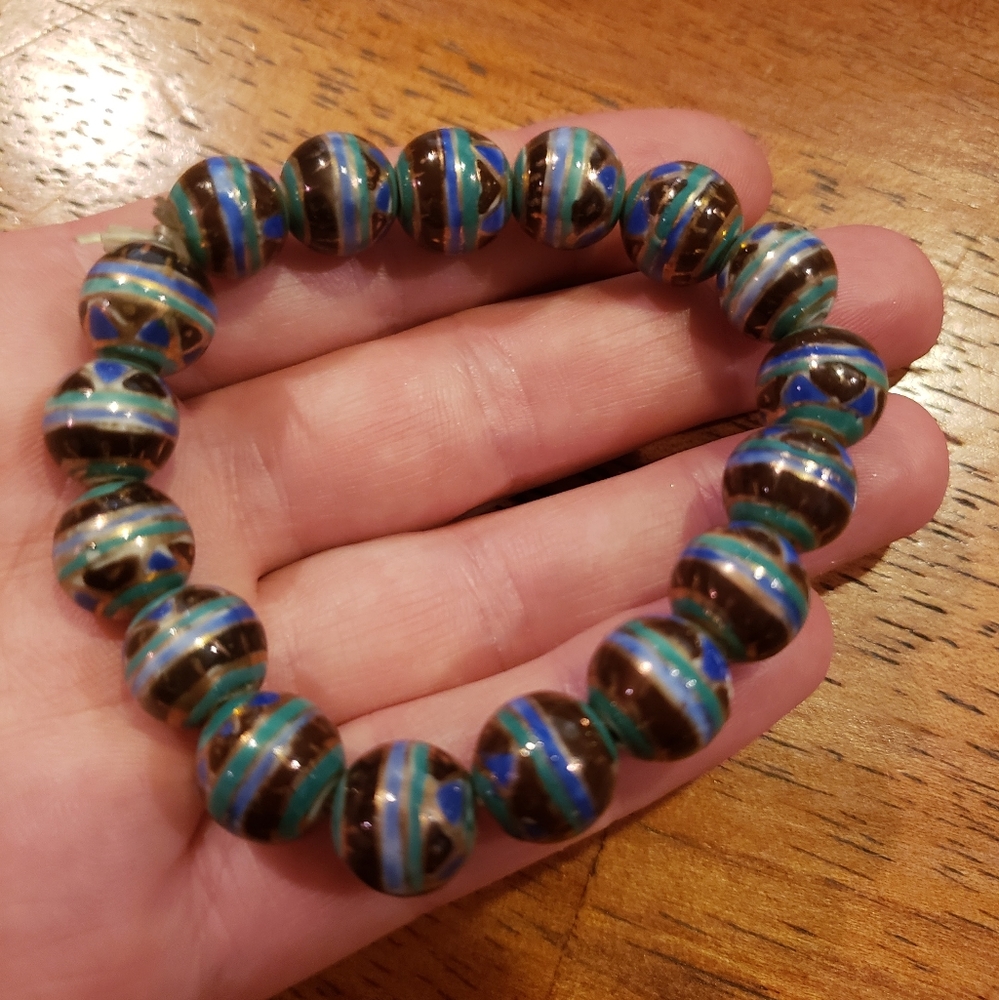 Stone Striped Beaded Bracelet